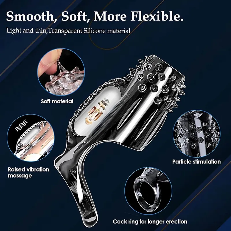 Penis Sleeve Extensions Condom Male Enlargement Delay Vibrators Clits Massager Cock Ring Vibrating Penis Cover Sex Toys For Men — image 6