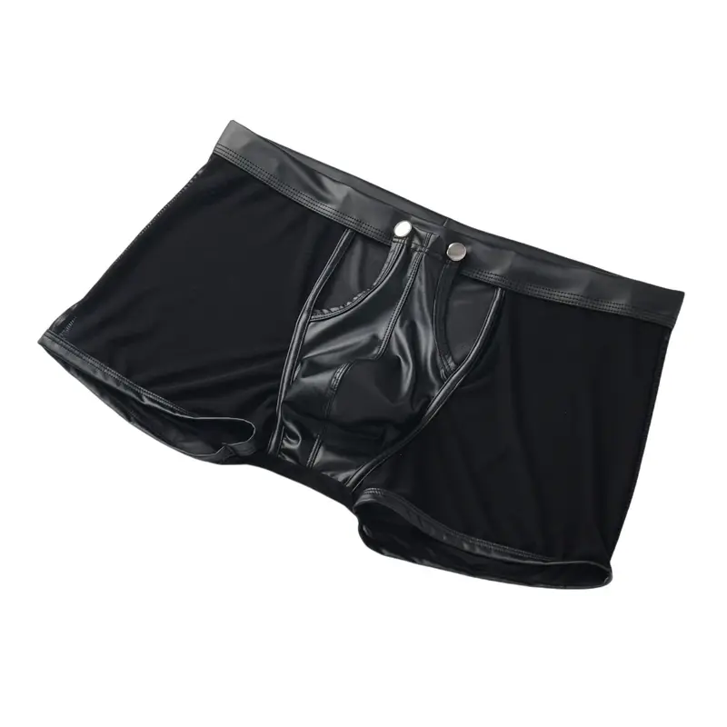 Men's Panties Male Buttons Underpants Man Sexy Mesh Shorts Boxers Underwear Breathable Ropa Interior Hombre Boxershorts for Men — image 4