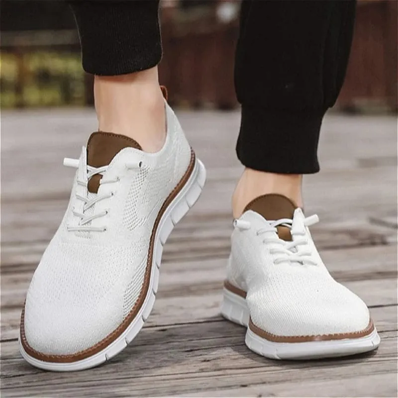 Men Knit Mesh Casual Sneakers Lightweight Lace Up Walking Shoes Flexible Non Slip Soft Breathable Big Size Male Outdoor Footwear — image 3