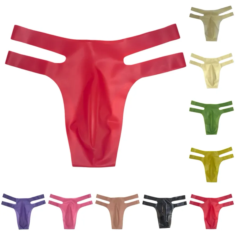 Mens Latex Briefs Sissy Seamless Brazilian Underwear Low Waist Erotic Underpants — image 7