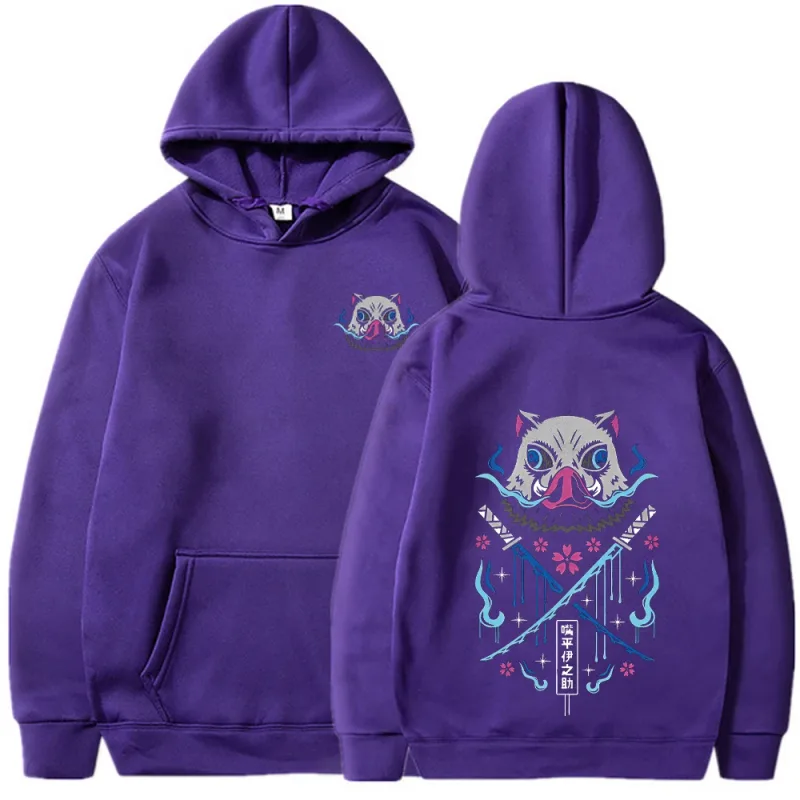 Inosuke Anime Hoodies Herr Dam Kimetsu no Yaiba Kawaii Manga Sweatshirts Gothic Harajuku Hood Pullover Casual Streetwear