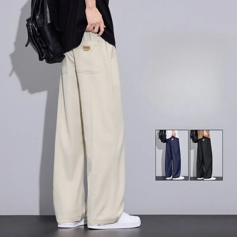 Men's Summer Lyocell Thin Wide Leg Jeans Ice Silk Cool Breathable Elastic Waist Casual Streetwear Denim Pants Daily Wear for Men — image 6