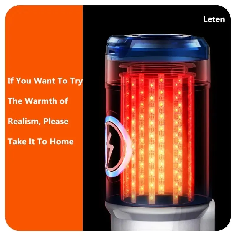 Leten Quite And Power Heating Automatic Male Masturbator Cup Electric Stroker with Phone Holder Warming Adult Sex Toys