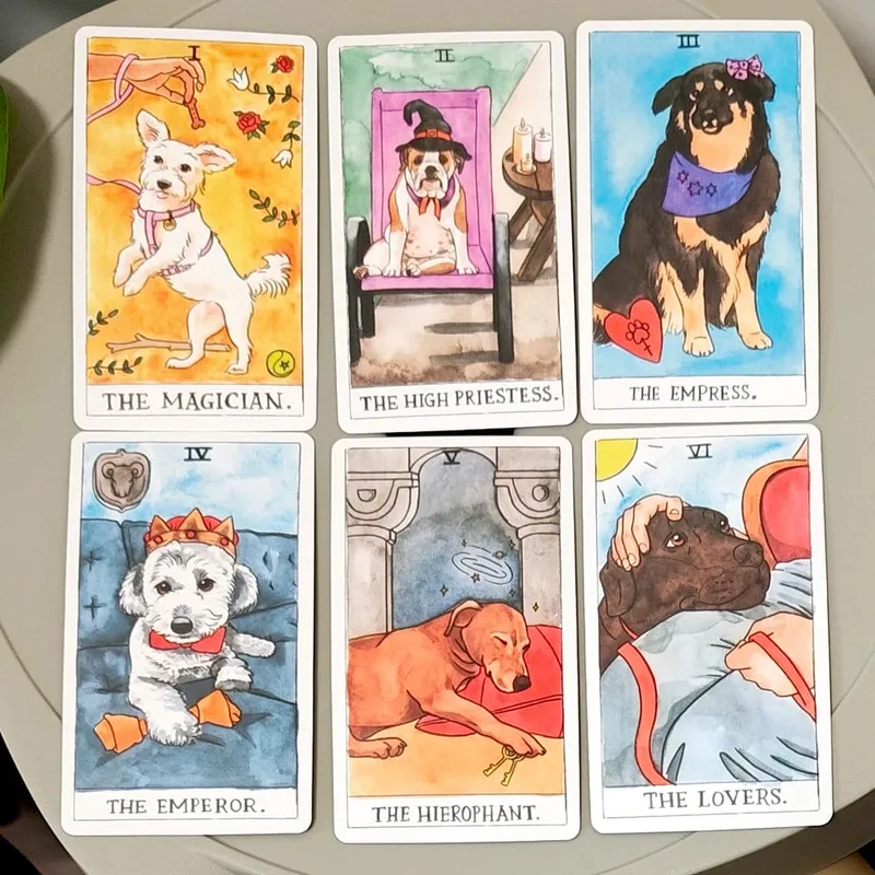 10,3*6cm Dog Tarot Deck 78 Cards based on Rider Waite System Cute Canine Watercolor Illustrations - Unique Dog Lover Gift — image 3