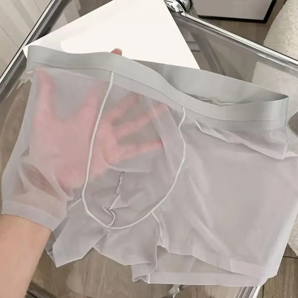남자 복서 투명 경량 남자 속옷 탄성 중반 허리 U 볼록 얇은 관점 반바지 팬티 원활한 팬티 — image 11