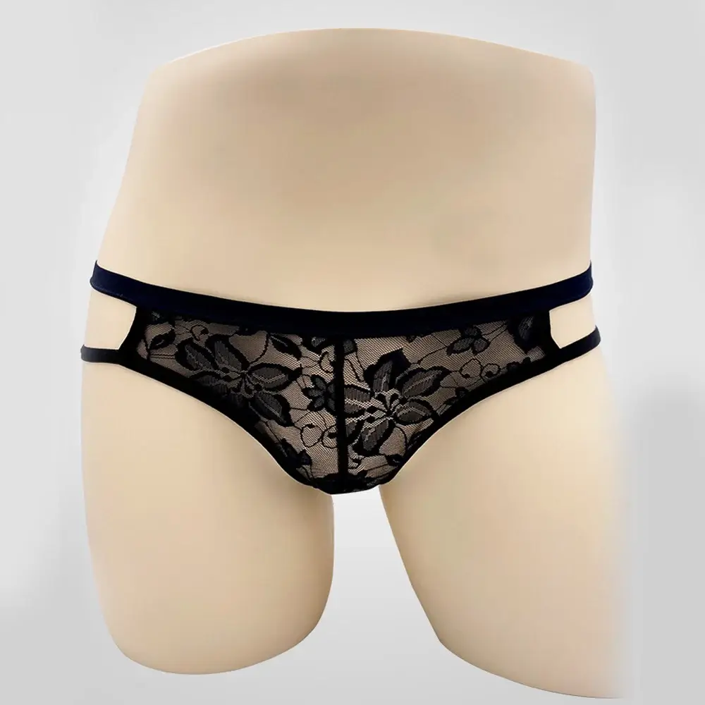 ชุดชั้นในเซ็กซี่ชาย G-Strings ชุดชั้นใน Exotic กางเกง SHEER Lace POUCH Hollow OUT Lace ดอกไม้รูปแบบเข็มขัดปรับ — image 12