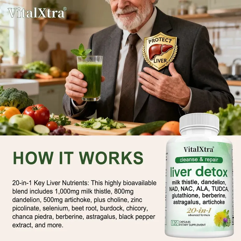 Liver Support Capsules Milk Thistle Dandelion Supports Liver Cleanse & Detox Wellness Antioxidant & Digestive Health
