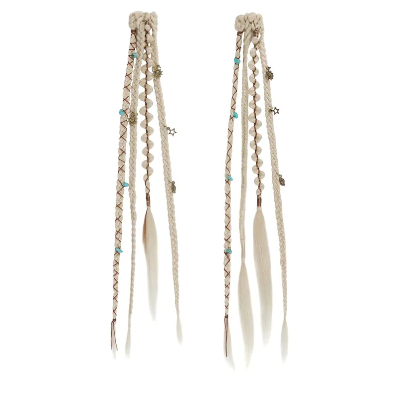 Boho Ombre Μπορντό πλεκτό Extensions Ponytail Hair Extensions Συνθετικές πλεξούδες με Bohemian Viking Hair Pieces for Women Carnival Party — image 12
