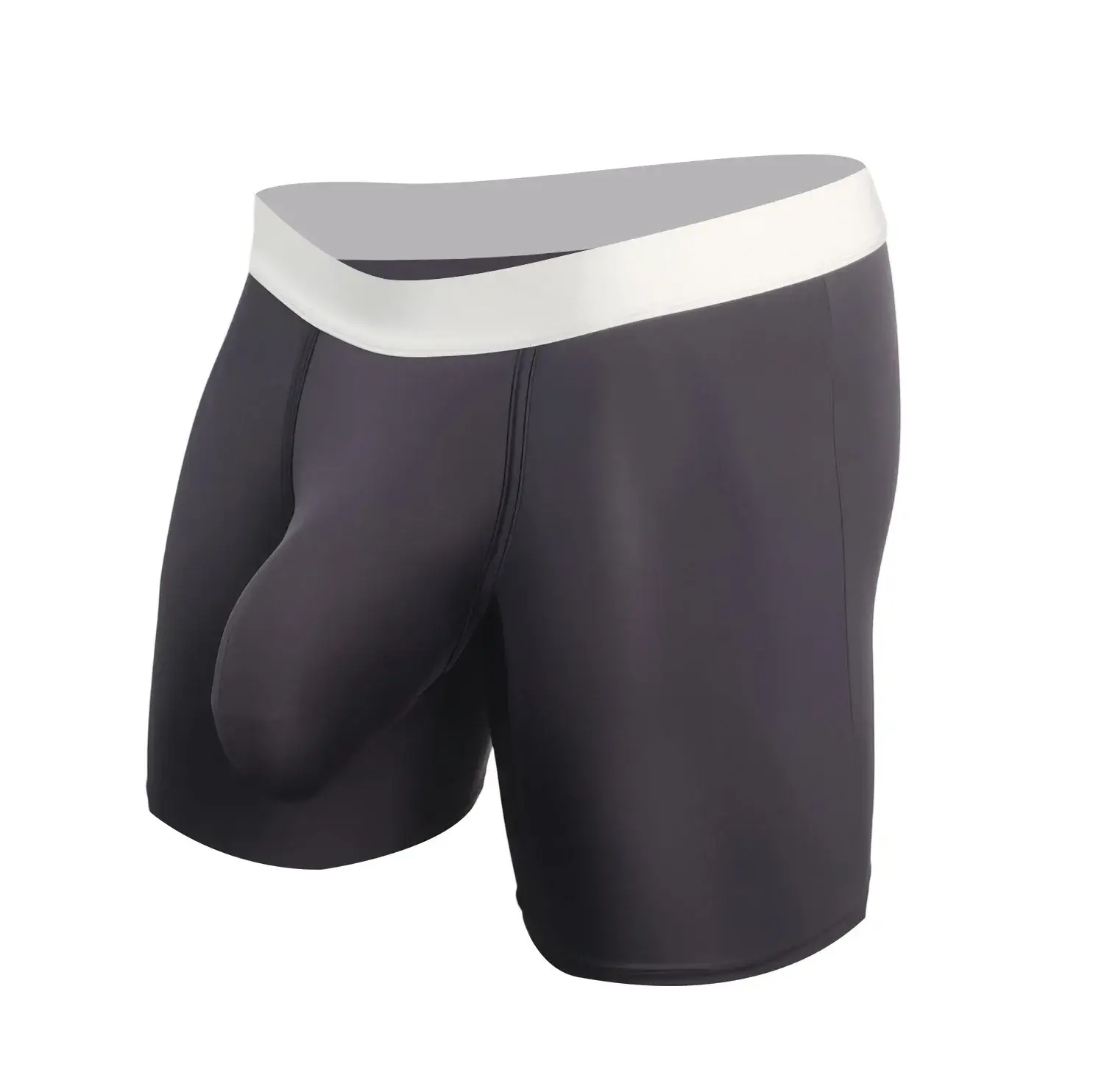 Men Ice Silk Boxer Briefs Deep U Convex Pouch Breathable Cool Quick Dry Sports Running Underwear Anti Chafe Seamless Underpants