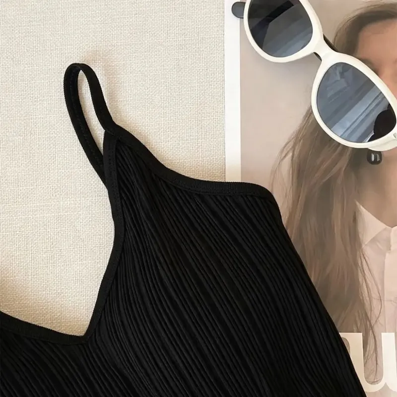 Új V-nyakú Camisole felső Ujjatlan belső viselet Halter alsóing egyrészes kupa francia stílusú fehérnemű nyár