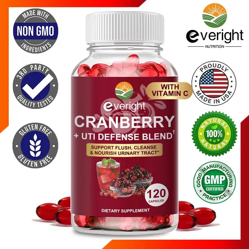 Cranberry Capsules for Women - UTI Defense Blend with Vitamin C E - Urinary Tract & Bladder Kidney Vaginal pH Health Support