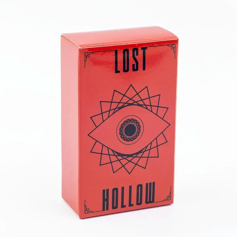 Lost Hollow Tarot 80 kártyás játékkészlet útmutatóval - piros aranyozott élekkel, tökéletes családi bulikhoz, kompakt méret 10,3x6 cm