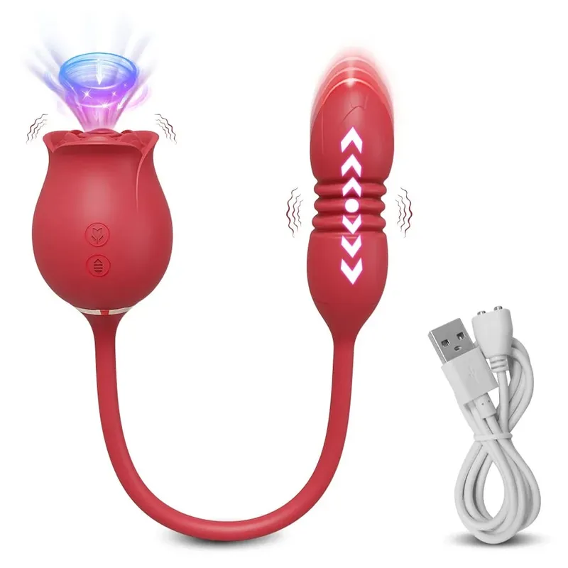 Rose-Sucking Vibrator for Women Clit Clitor Stimulator G Spot Thrusting Dildo Vibrating Female Masturbator Massage Adult Sex Toy — image 8