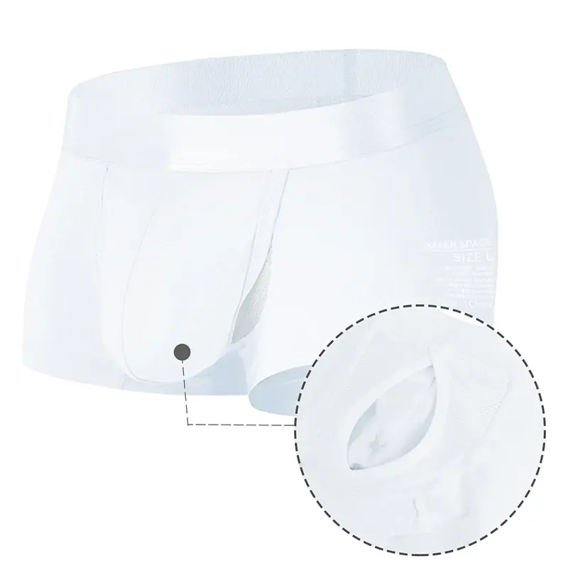 1Pcs Open Front Underwear Men Ice Silk Sexy Men's Boxer Shorts Panties Breathable Pouch Bulge Underpants Male — image 2