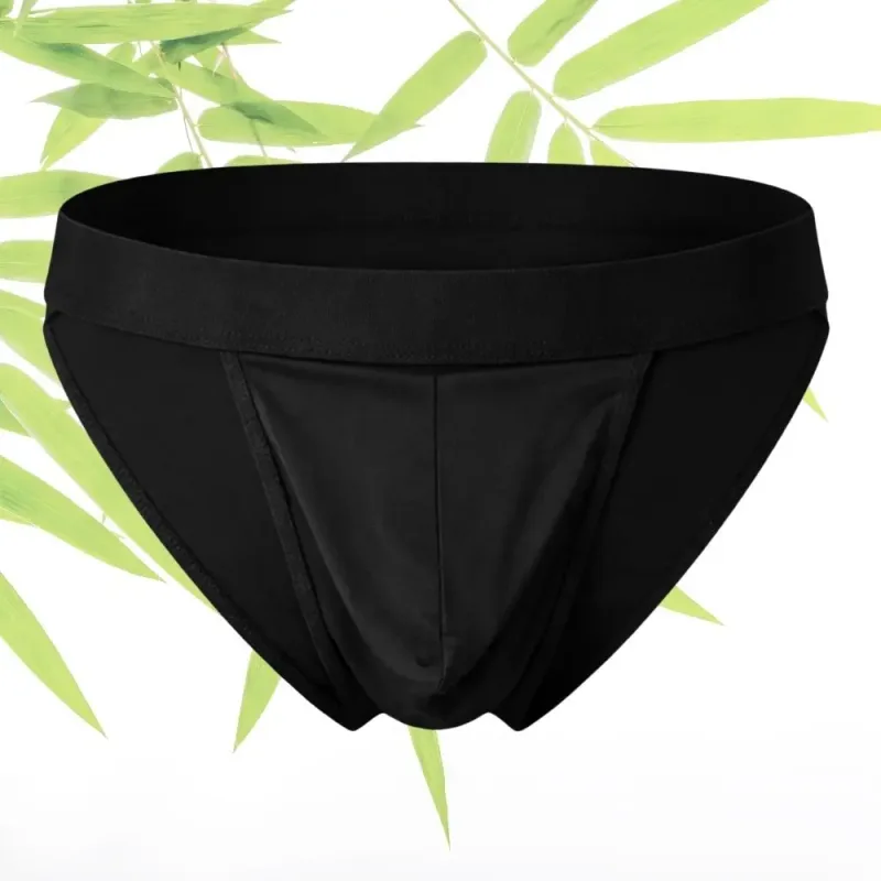 Men's Sexy High Cut Thong Bamboo Briefs Low Rise Integrated Pouch Breathable Athletic Underwear for Bodybuilder Gym Daily Wear
