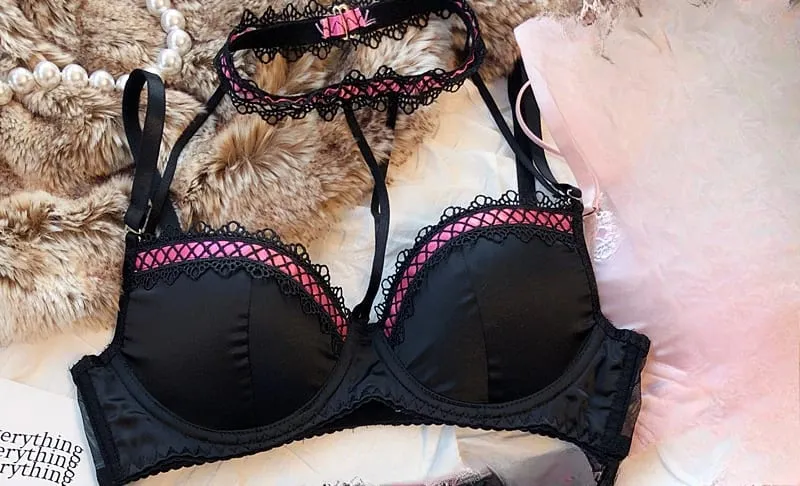 לוליטה צרפתי Pure Desire סקסית תחרה סאטן ספייס גירל חזיית חזה קטן התכנסות הלטר תחתונים חלולים סט תחתונים רכים