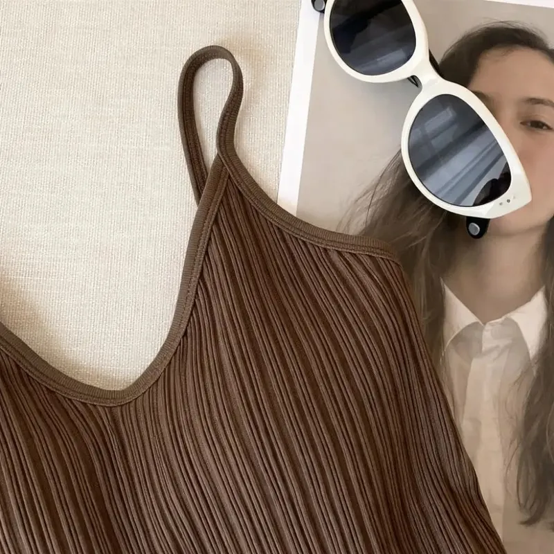 Új V-nyakú Camisole felső Ujjatlan belső viselet Halter alsóing egyrészes kupa francia stílusú fehérnemű nyár
