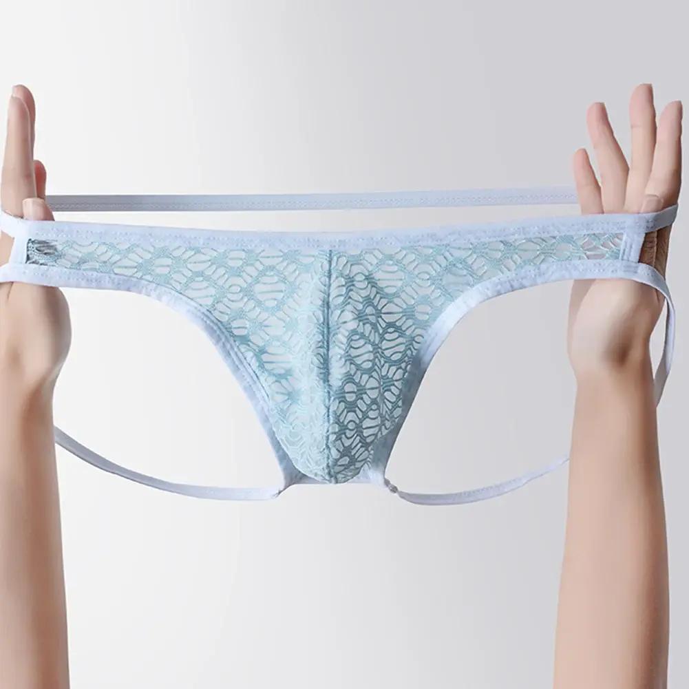 Men G-Strings See Through Men's Underpants Pouch Underwear Hollow Lace Thongs Low Rise Unisex Panties Hollow Out Men's Clothing — image 4
