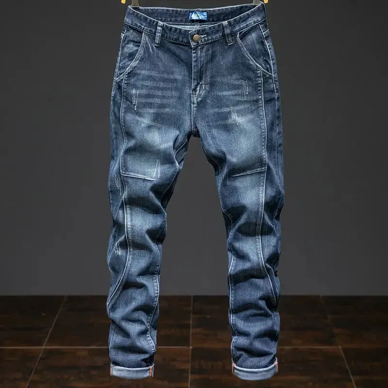 Splicing Elastic Large Size Loose Elastic Jeans Men's Autumn Korean Trend Pants Men's Harlan Denim Trousers Men Bootcut Jeans