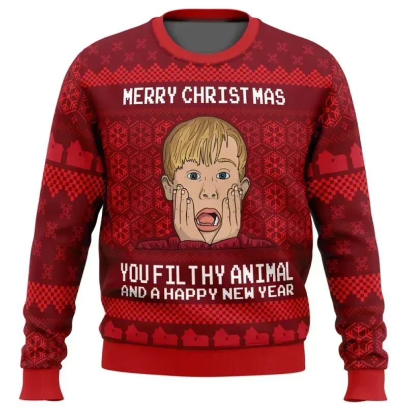 Home Alone คริสต์มาสน่าเกลียดเสื้อกันหนาวผู้ชายผู้หญิงเสื้อกันหนาวขายร้อนรอบคอแขนยาวคริสต์มาสเสื้อผ้า 3D ตลกพิมพ์