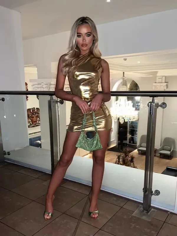 Sexy One Shoulder Bodycon Φορέματα για Γυναικεία Στερεά ακανόνιστο κοκαλιάρικο μίνι φόρεμα Γυναικείο πάρτι Nightclub Κοντό φόρεμα Vestido
