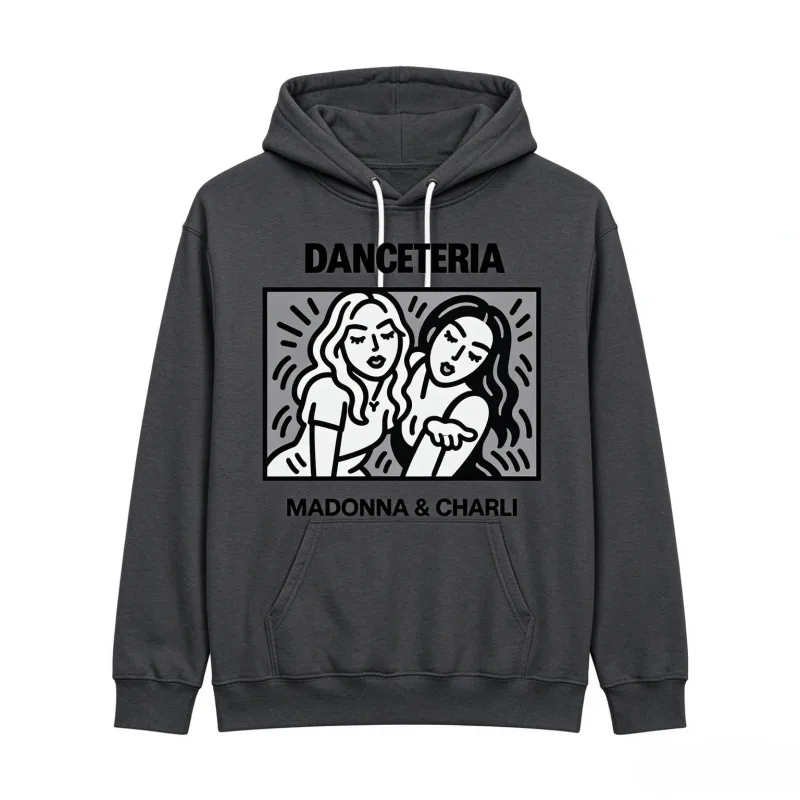 2026 Madonna Charli XCX Danceteria Hoodie Line Art Grafikdruck Unisex Pullover Kapuzenpullover Popmusik Fan Casual Tops