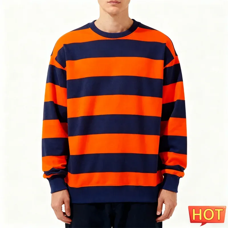 Sudaderas con gráficos de rayas simples para hombres, sudadera fea con estampado 3D de manga larga de moda, jerséis informales de gran tamaño, Tops