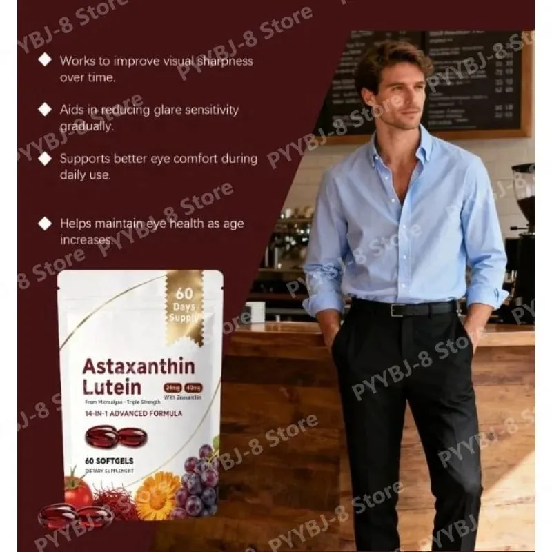 Astaxanthin and Lutein Capsule 60 Count with Grape Seed & Saffron Extract Provide Eye Nutrition Skin and Joint Health Support — image 5