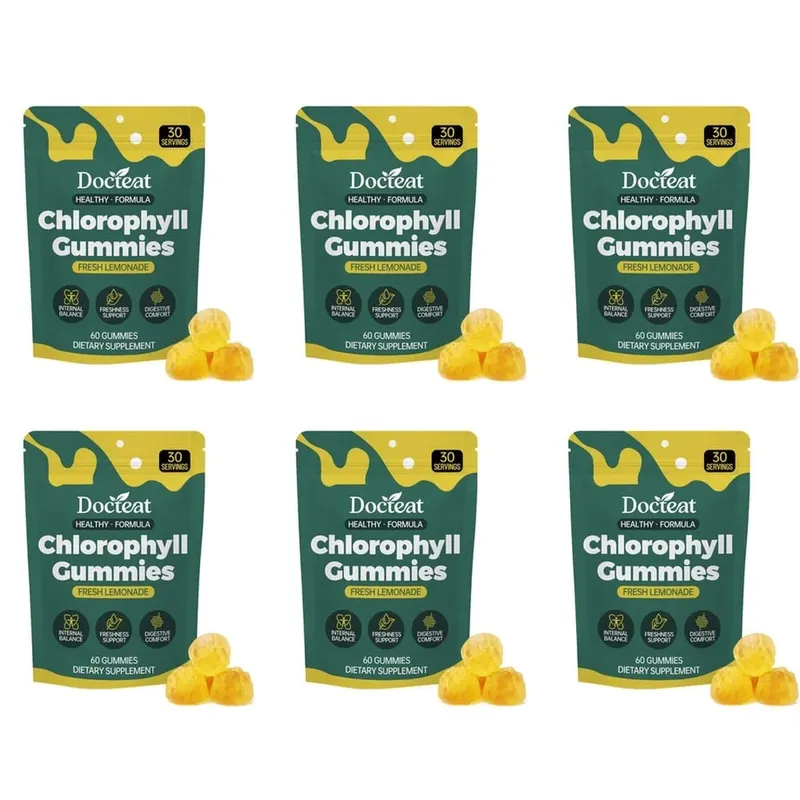 Docteat Chlorophyll Gummies Lemonade Gut Nutrition Balance με πρεβιοτική ινουλίνη και ίνες μήλου Digestive Wellness 60 Gummies — image 12