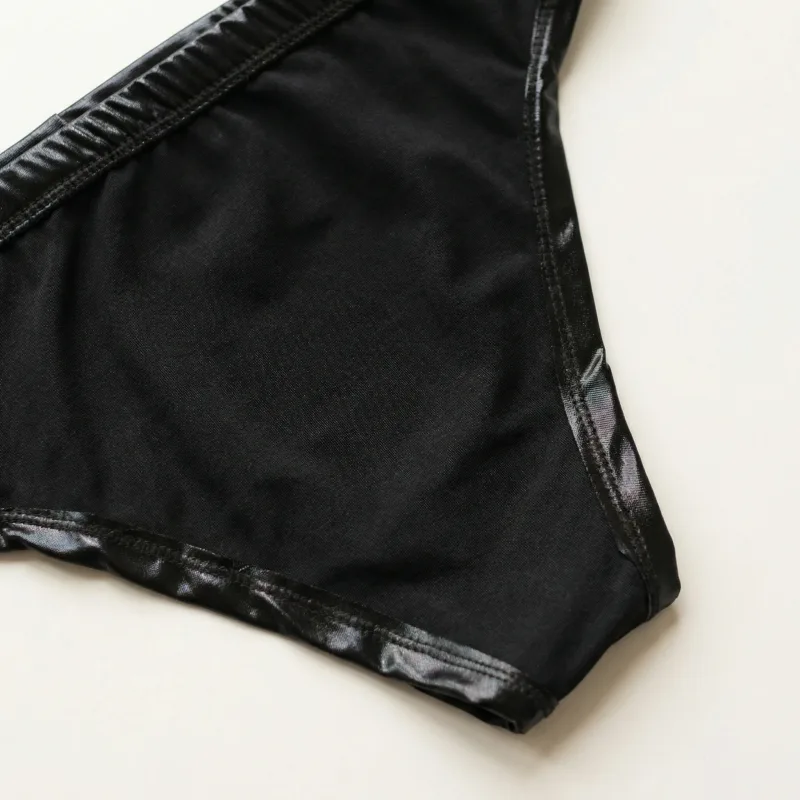 1Pc Men's PU Leather Triangle Pants, Crotch Hollow Sexy Triangle Underwear, Boxing Fitness, Adult Novelty, Sweet Gift