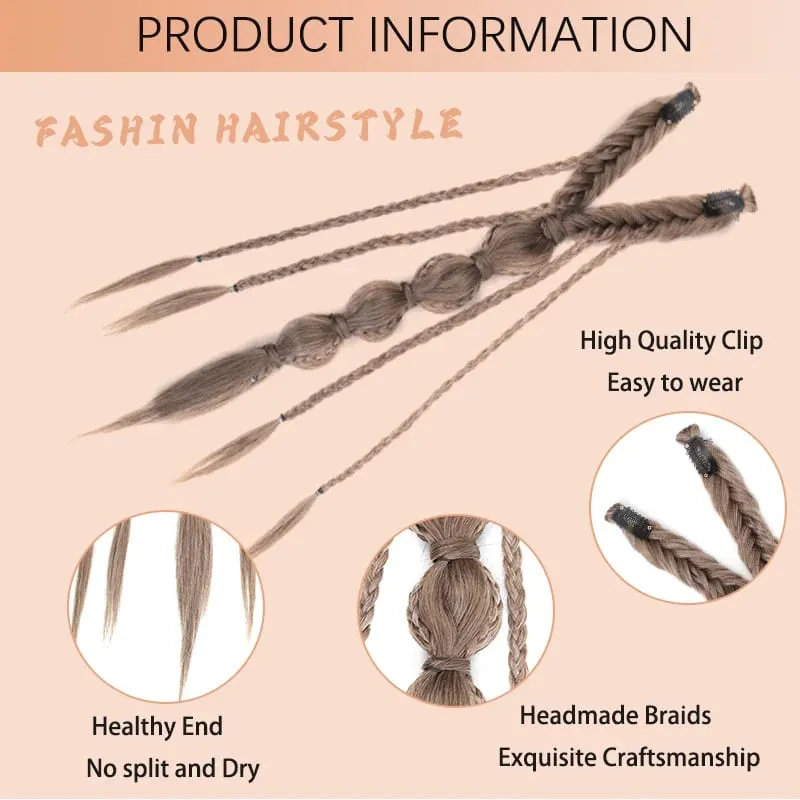 Κλιπ σε πλεξούδα Συνθετικά Μαλλιά Extensions Boho Festival Princess Braid Viking Renaissance Cosplay Wedding Hairpiece για γυναίκες