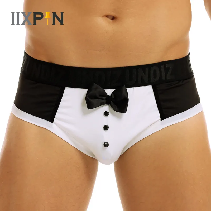Niedliche Smoking-Boxershorts für Herren, Slips, Unterwäsche, schwarze Farbspleiß-Baumwoll-Fliege, Höschen für Überraschungen vor dem Schlafengehen — image 16