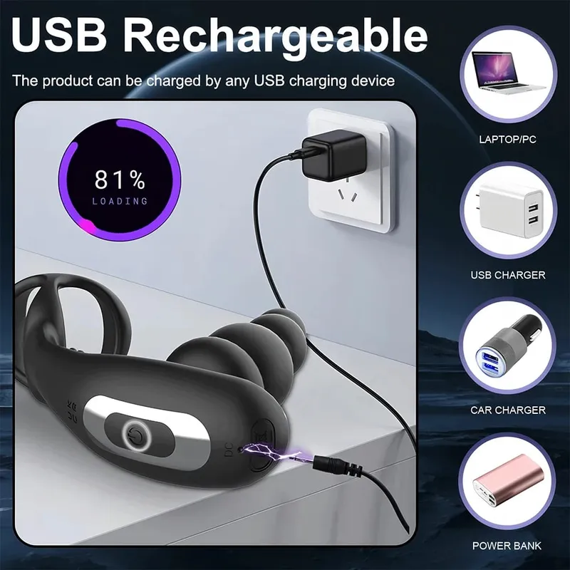 Remote Control Male Prostate Massager Vibrator 360°Rotate Toy Vibrator Ring Plugs Masturbator dildo Anal Butt Sex Plug Wearable