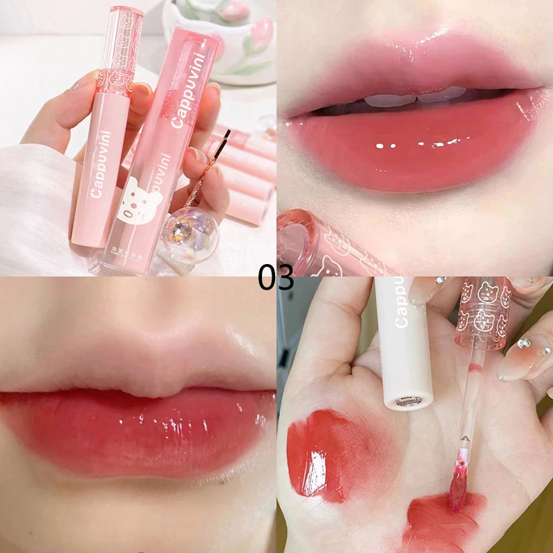 1 PC Mirror Water Lip Gloss דובדבן ורוד שקוף עמיד למים עמיד למים לחות עירום גוון שקוף זכוכית איפור שמן