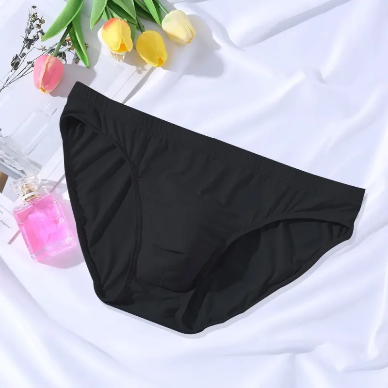 New Big Men's U Convex Underwear Ice Silk Quick Drying Briefs Summer Cool Low Waist Thin Male Underpants Plus Size — image 8