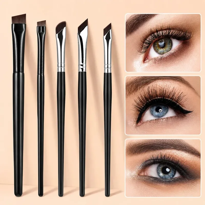 Σετ πινέλου μακιγιάζ ματιών 5/7-Piece Precision | Βουρτσάκια φρυδιών Scythe & Angled Eyeliner με αναστρέψιμο σχέδιο μακριάς λαβής