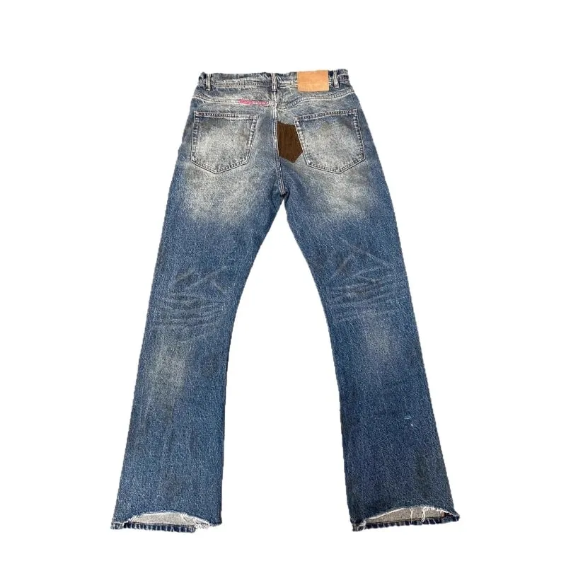 Férfi kiszélesedő farmernadrág Harajuku Vintage mosott farmer nadrág Distressed Patchwork kordbársony karcsúsított alkalmi utcai ruházat uniszex új tavaszi — image 5