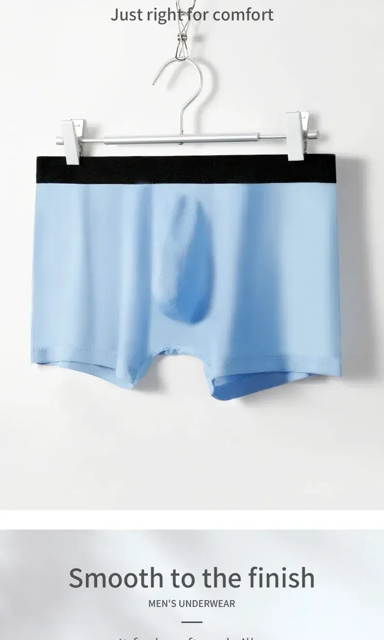 5PCS Men's ice silk seamless underpants 3D punch bag, cool, breathable, comfortable in summer, flat-angled bottom underpants — image 4
