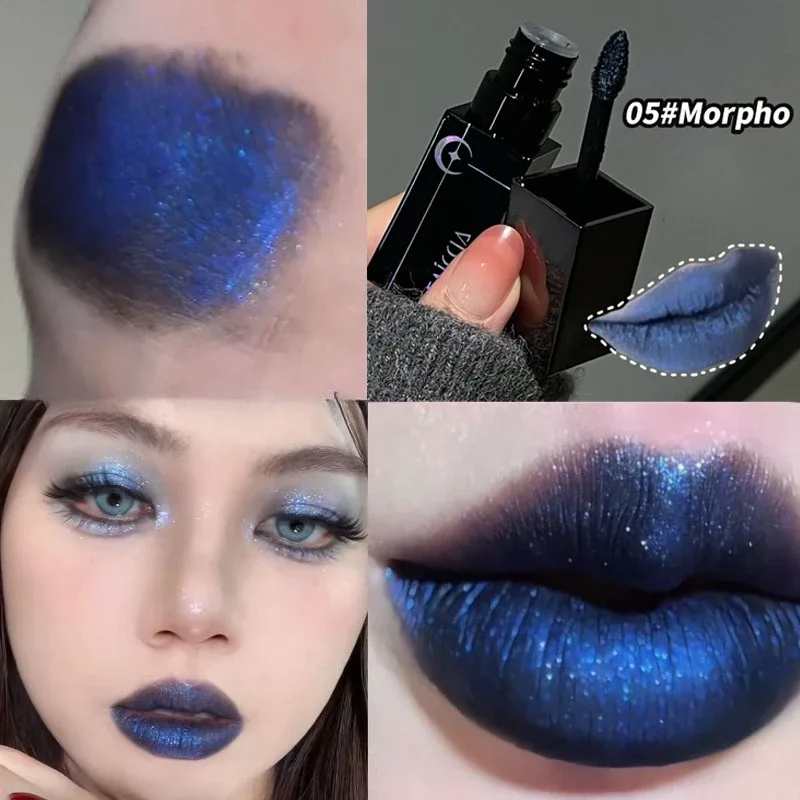 Shimmer Matte Black Red Rúzs Punk Gothic Lipgloss Halloween Makeup Mousse Lip Mud Rúzs Vízálló Tapadásmentes Cup Lip Tint — image 9