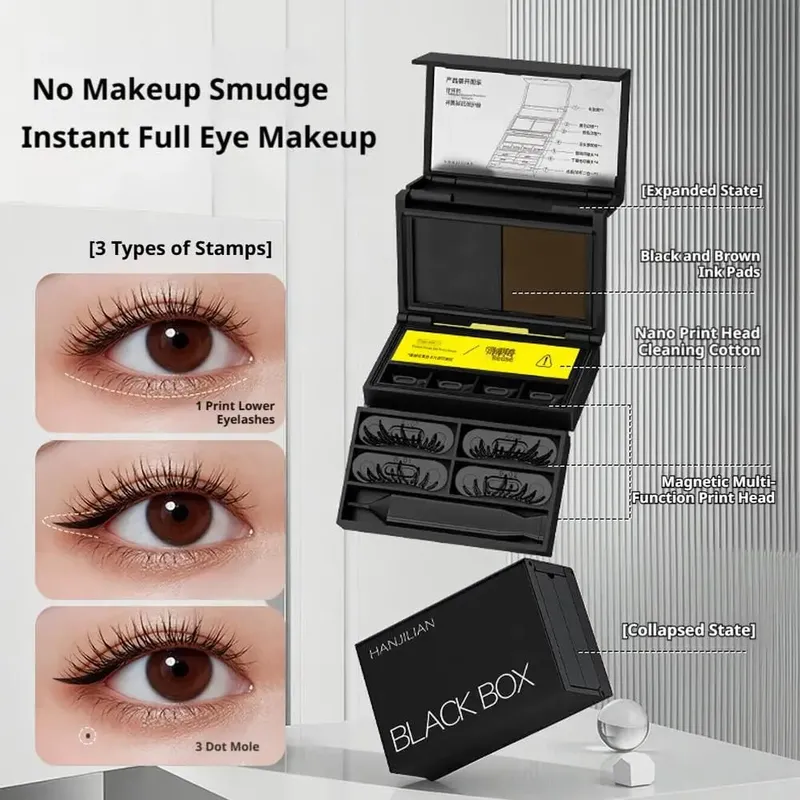 Κιτ 3 σε 1 eyeliner Lower Lash Stamp With Fine Tip Beauty Mark φορητό, αδιάβροχο, αδιάβροχο μελάνι διπλού χρώματος στο μακιγιάζ ματιών — image 3