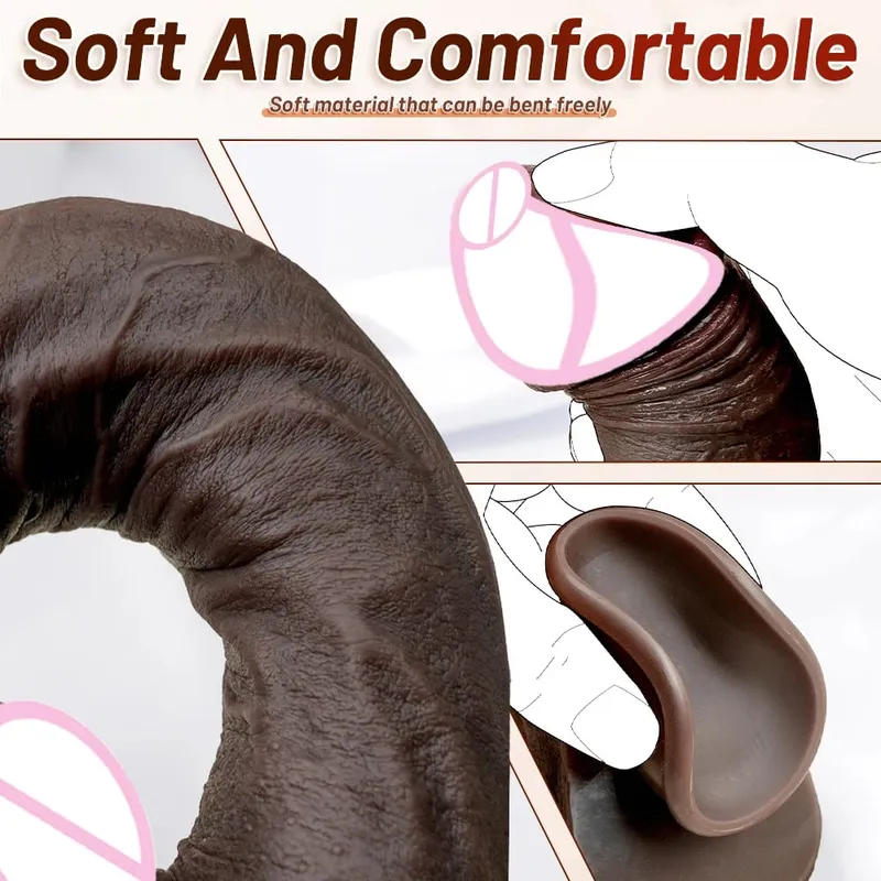 28cm Super Soft Silicone Dildo with Suction Cup Flexible G-spot Strap-On for Women Men Lesbian - Long Penis Sex Toy for Couples — image 3