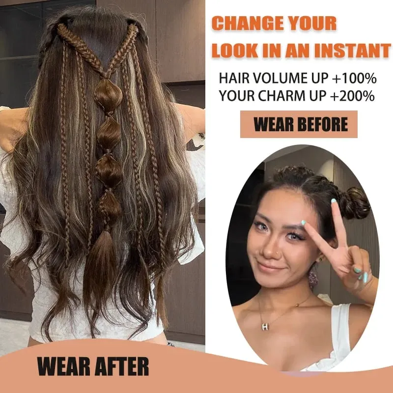 Κλιπ σε πλεξούδα Συνθετικά Μαλλιά Extensions Boho Festival Princess Braid Viking Renaissance Cosplay Wedding Hairpiece για γυναίκες