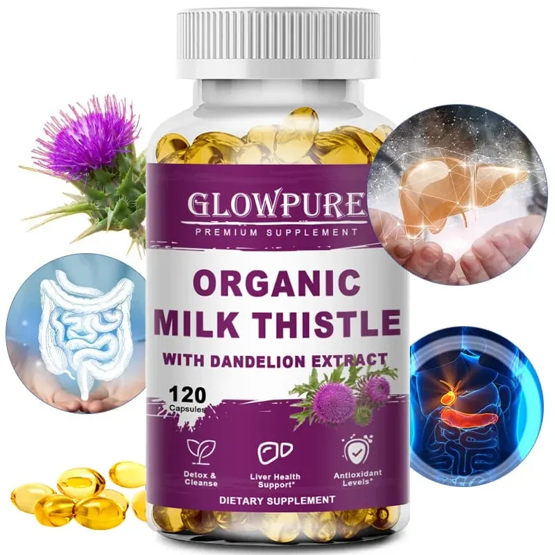 גדילן חלב אורגני 9000 מ"ג 30X תמצית זרעים מרוכזת 80% סילימרין תמיכת כבד ניקוי ניקוי רעלים תוספי כבד שומני