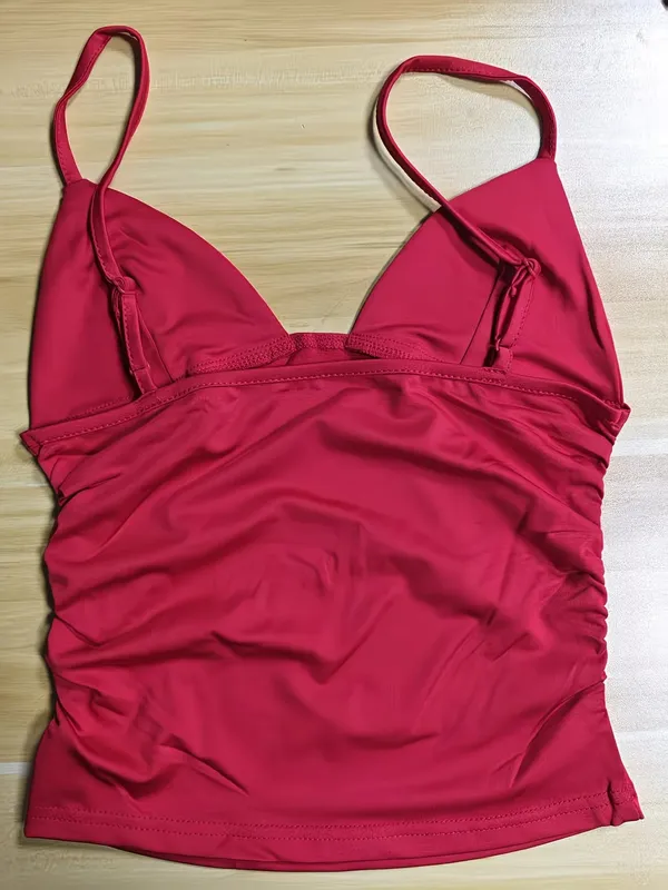 קיץ נשים קיץ עמוק צוואר V מפוצץ Cami Top אלסטי Slim Bodycon רצועת ספגטי טנק אפוד Y2K Streetwear Club Party Basic Camisole