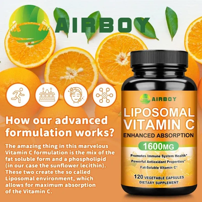 Liposomal Vitamin C 1600mg - Nagtataguyod ng Collagen Production Immune Support Napakahusay na Antioxidant