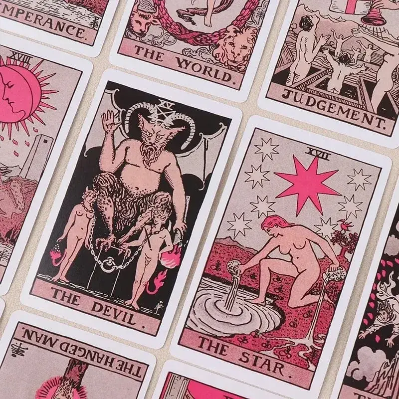 Σετ τράπουλας Pink Rider Waite Tarot για αρχάριους Προφητεία μαντική τράπουλα Family Party Board Fate Card Fortune Telling Game