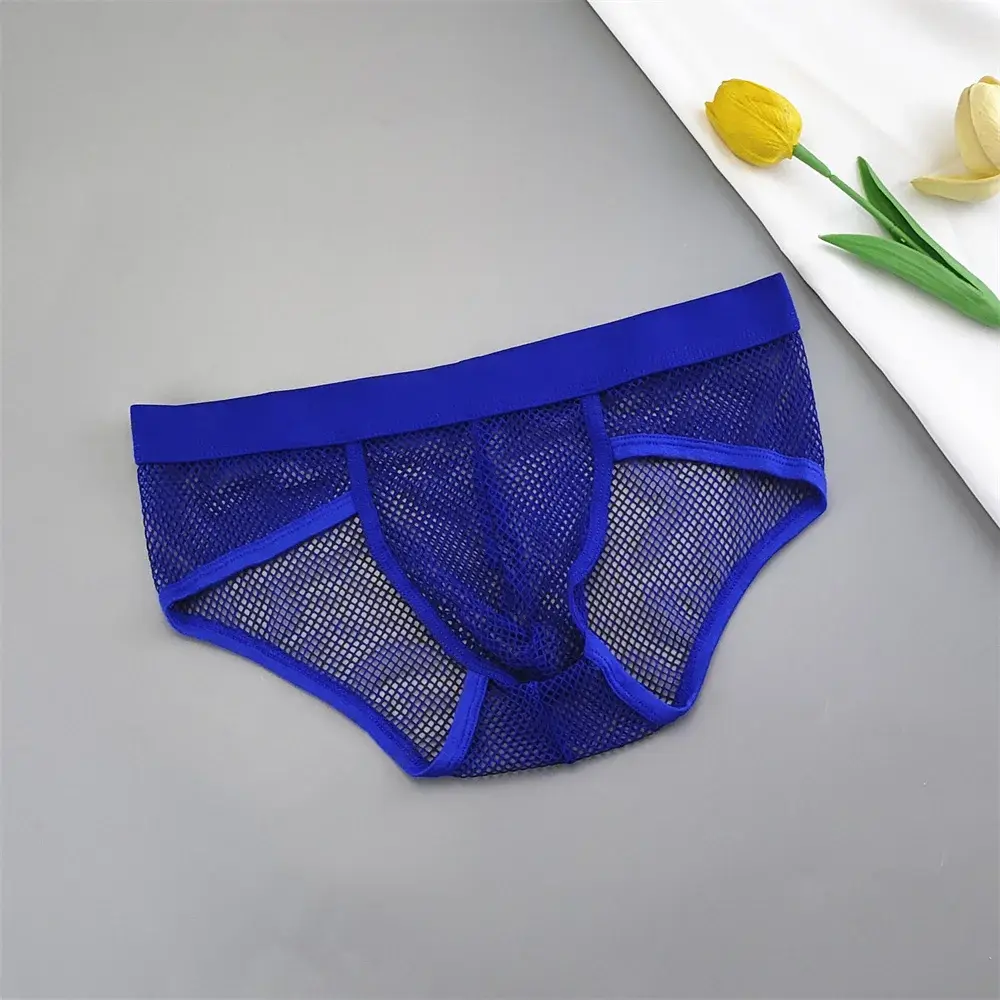 Biancheria intima con custodia a U da uomo in rete scavata Slip bikini trasparenti a vita bassa Mutandine traspiranti Taglie forti — image 4