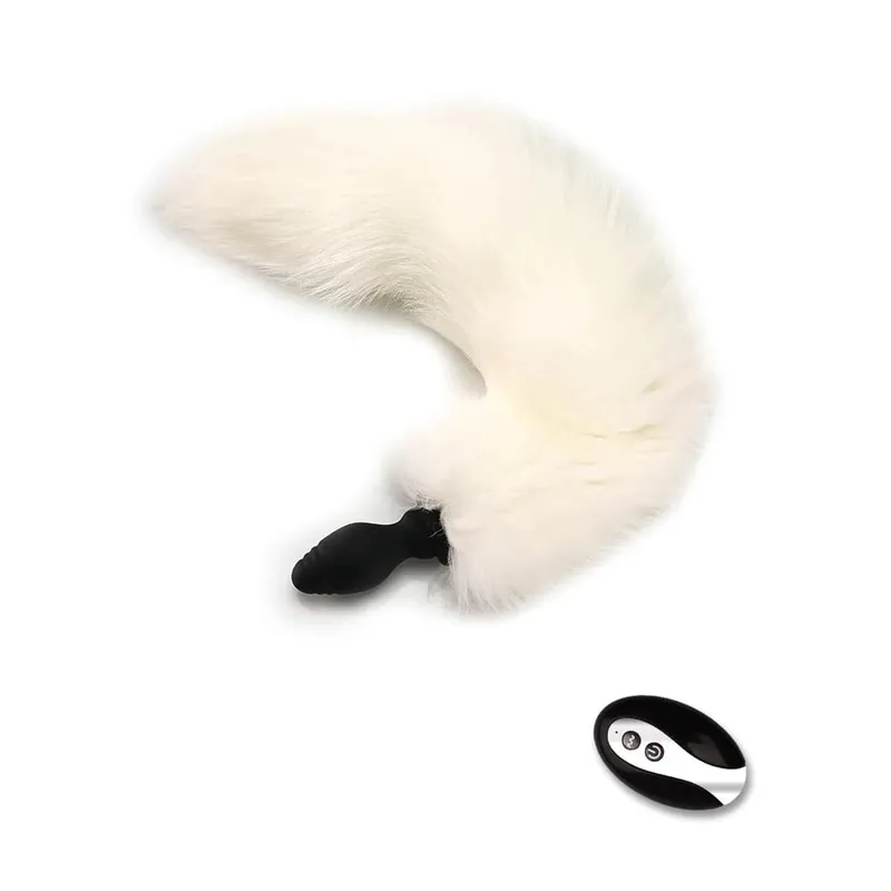 Fox Tail Anal Plug with Remote Control Vibrating - Faux Fur & Silicone Role Play Adult Toy Multi-Color BDSM Sex Toys for Couples