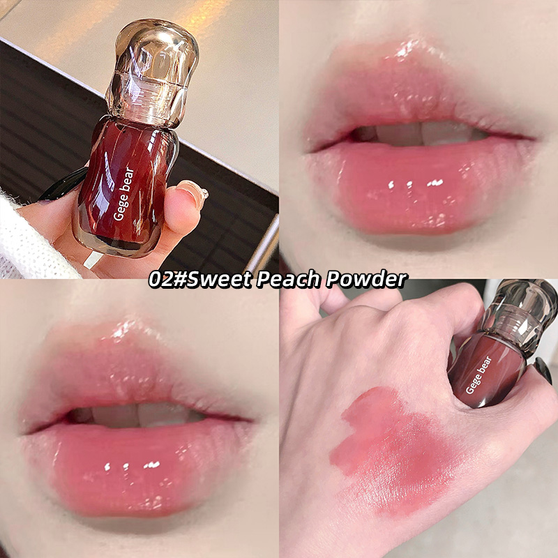 Gege Bear Crystal Gloss Lip Tint — Autumn/Winter Hydrating Formula Mirror-Gloss Finish Youthful Plumping Effect