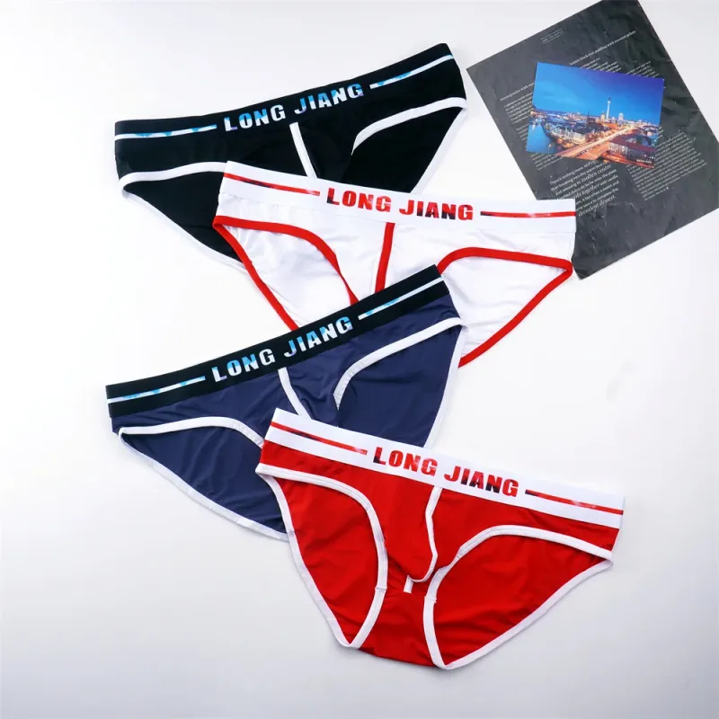 Sexy Men U Convex Underwear Slip Breathable Letters Waistband Ice Silk Briefs Plus Size Male Panties S-XL — image 2
